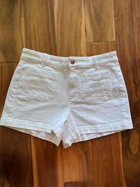 J. Crew White High-Waist Cotton Shorts